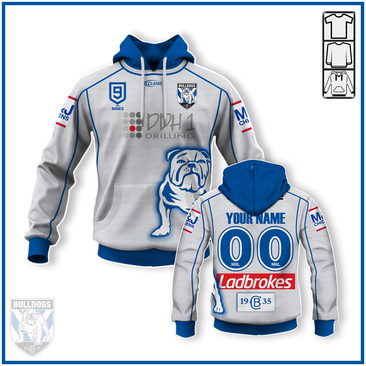 Personalize Canterbury Bankstown Bulldogs NRL 2020 Home Jersey - YourGears
