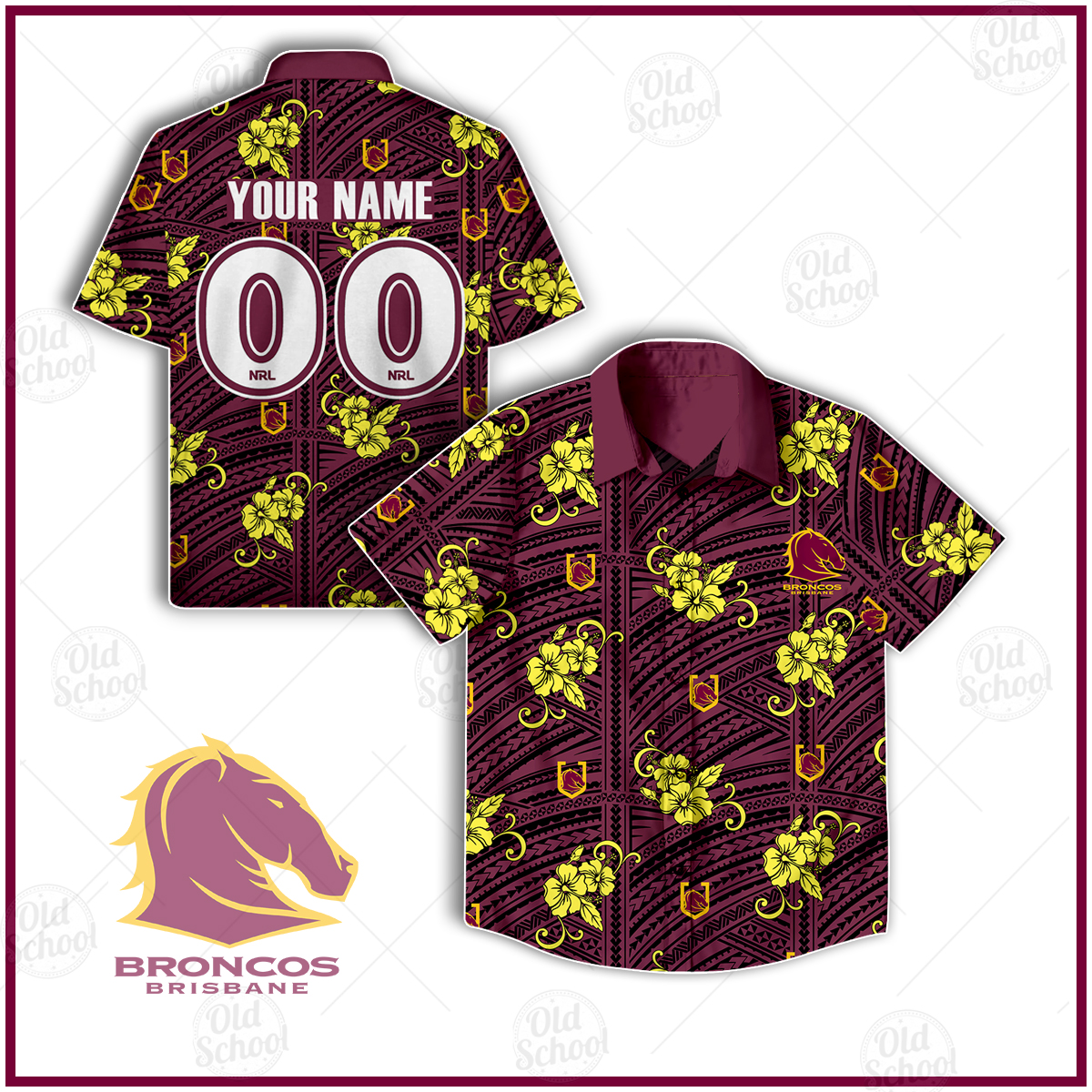 AFL Brisbane Lions Tribal Pattern Custom Name & Number