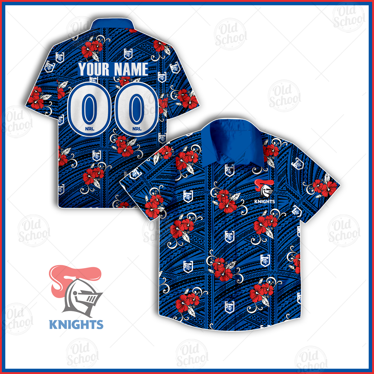 CANTERBURY BULLDOGS NRL TEAM ADULT TRIBAL BUTTON UP HAWAIIAN SHIRT RUGBY LEAGUE 