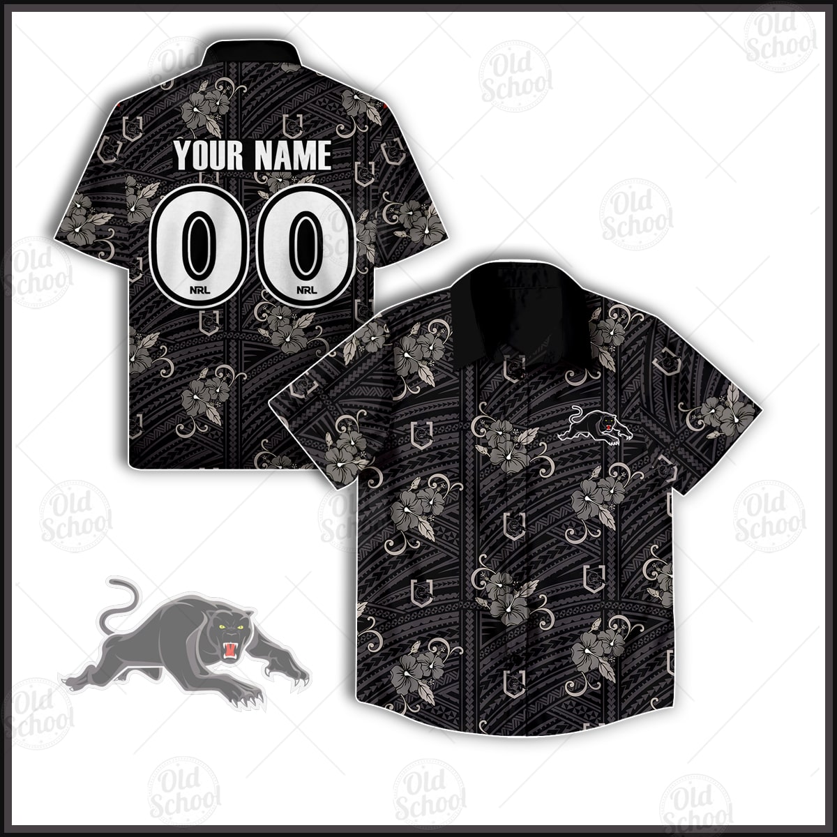Penrith Panthers NRL 2021 Tribal Hawaiian Shirt Button Up Polo Shirt Sizes S-5XL 