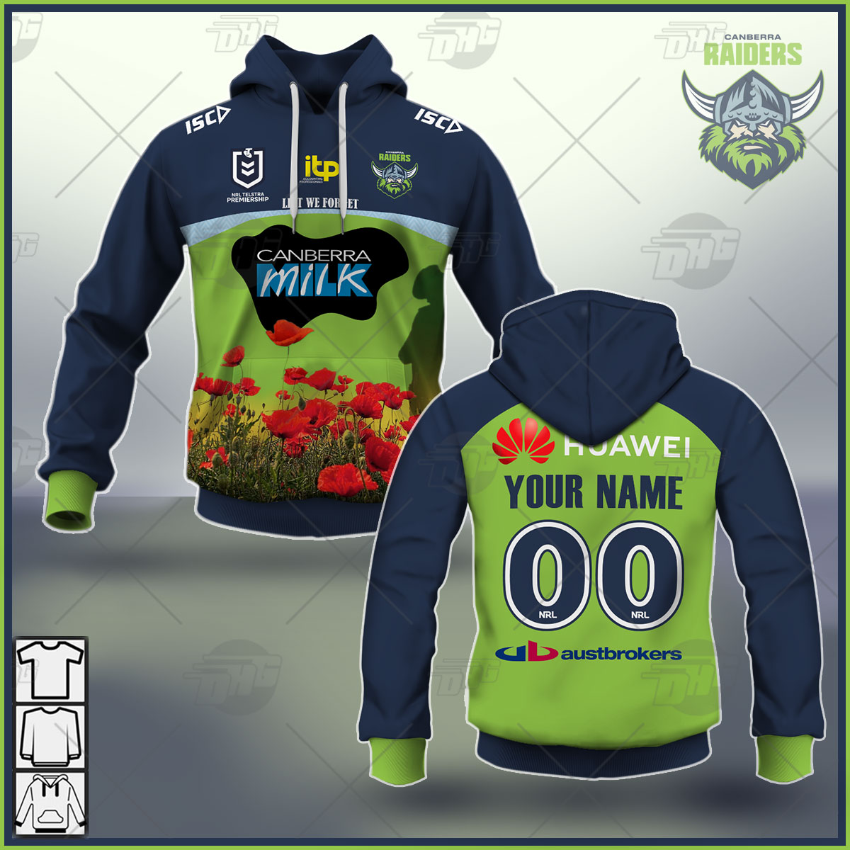 Canberra Raiders NRL ISC 2021 Heritage Team Hoody Hoodie Sizes S-5XL!