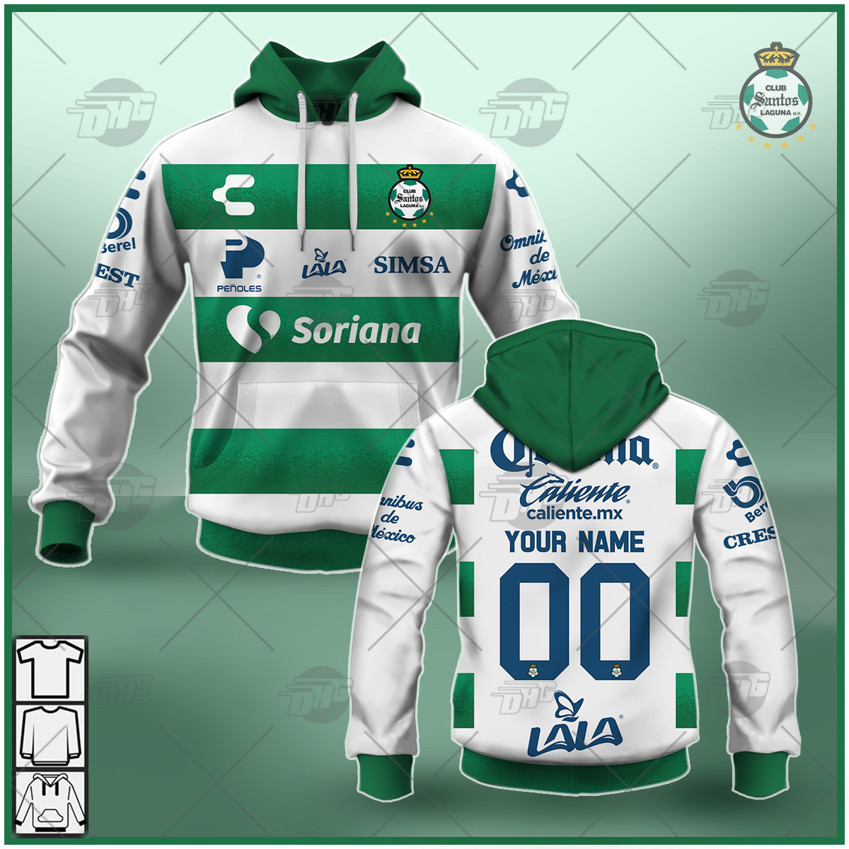 Personalize Liga MX Santos Laguna 2021/22 Home Jersey YourGears